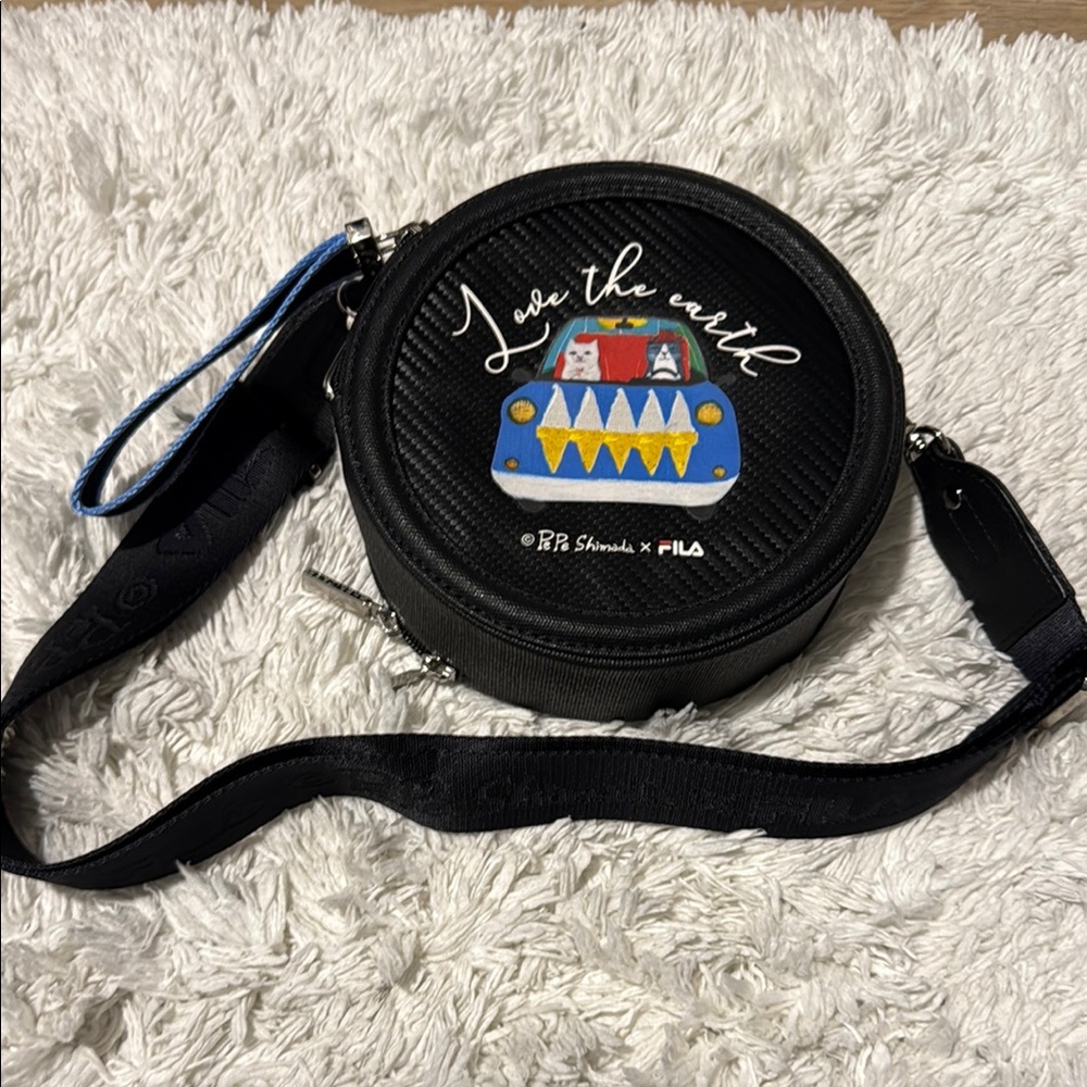 FILA x P.R. Shovel Round Black Crossbody Bag